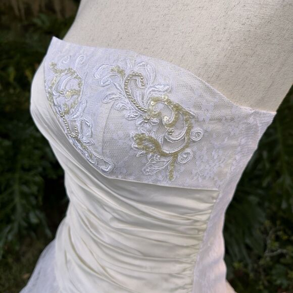 Vintage Flirtations Angelo Alfred Ivory Lace Strapless Tiered Dress Fit & Flare - Picture 6 of 14